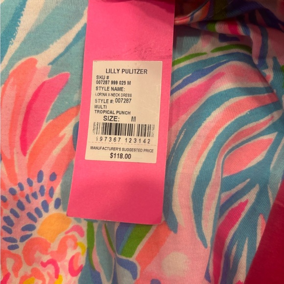 Lily Pulitzer Lorina V- Neck Dress Multi Tropical Punch Size M NWT - Picture 6 of 8